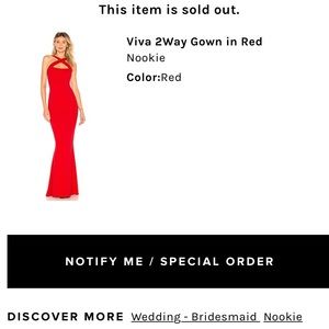 Viva 2way gown by Nookie in Red size Medium